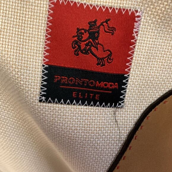 Pronto Moda Elite Cream Wool Silk Bamboo Woven Texture 2 Button Sport Coat 42R - Picture 9 of 14